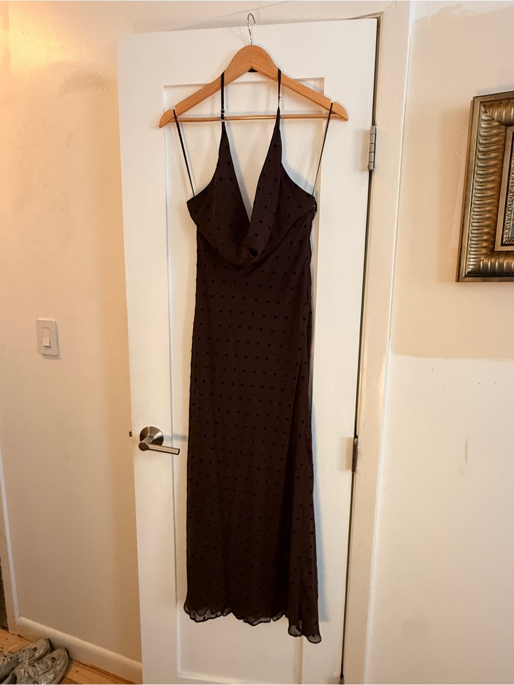 Zara Brown Polka Dot Halter Maxi Dress - Picture 3 of 5